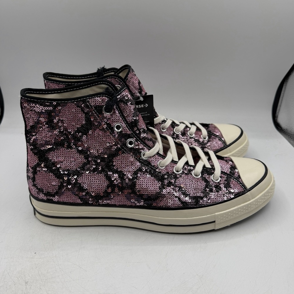Converse Chuck 70 High Shoes Mens 11 Womens 13 Pink Sequin Snake Pattern Sneaker - Picture 2 of 11
